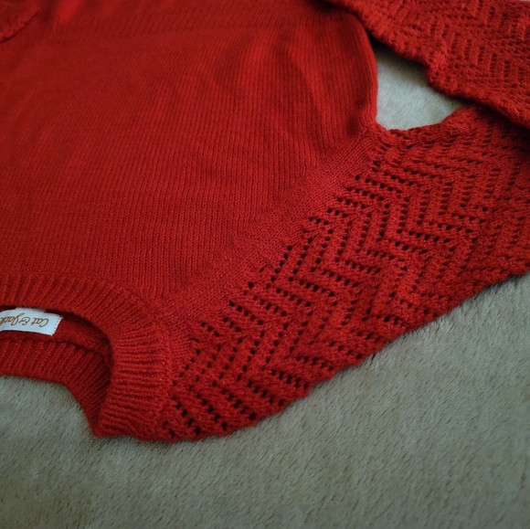 Cat & Jack Girl Red Sparkling Knitted Long Sleeve Sweater Dress Size 10-12 NWOT - Picture 2 of 4